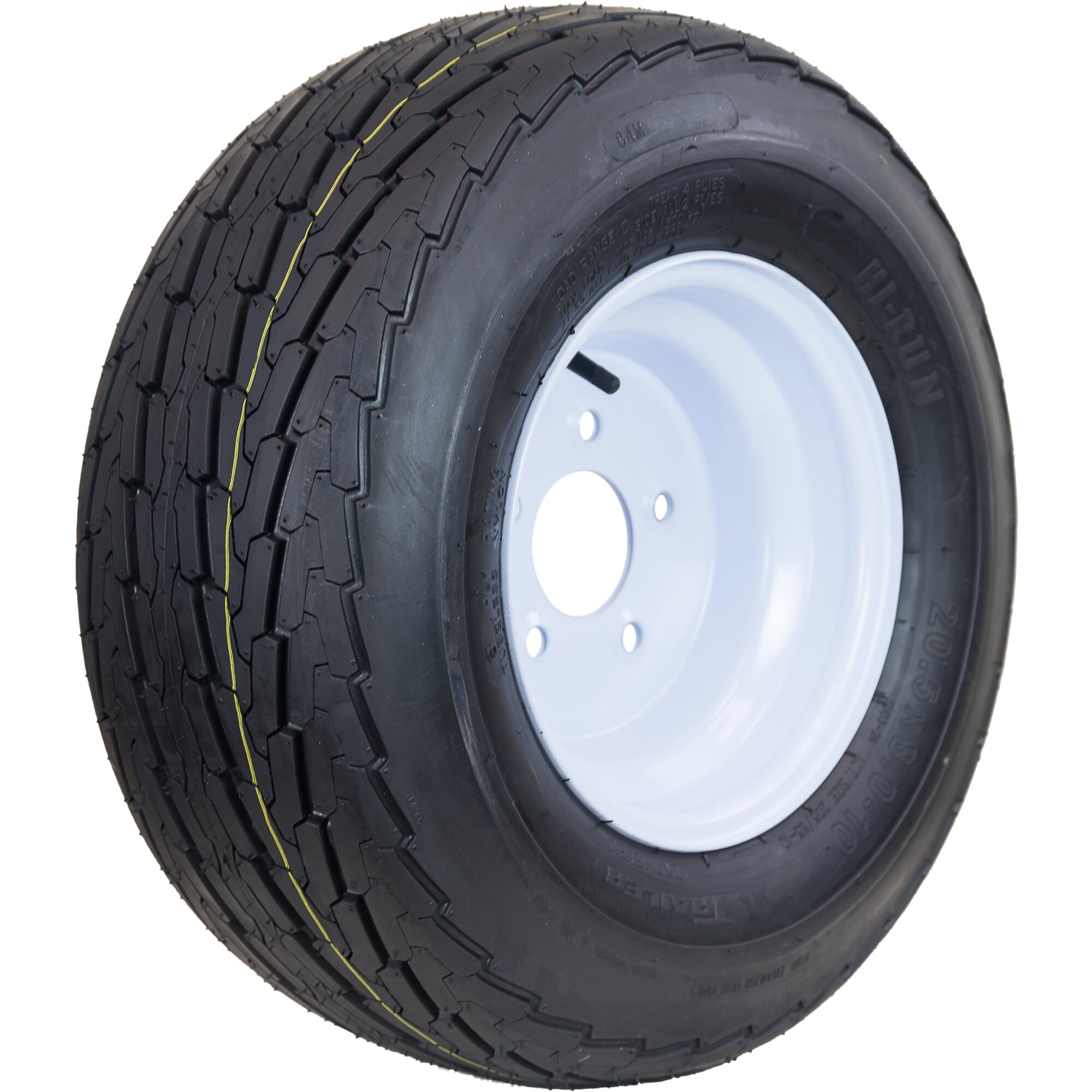 HI-RUN, Highway Trailer Tire Assembly, Bias-Ply, Tire Size 20.5X8.00-10 Load Range Rating C, Bolt Holes (qty.) 5 Model# ASB1018